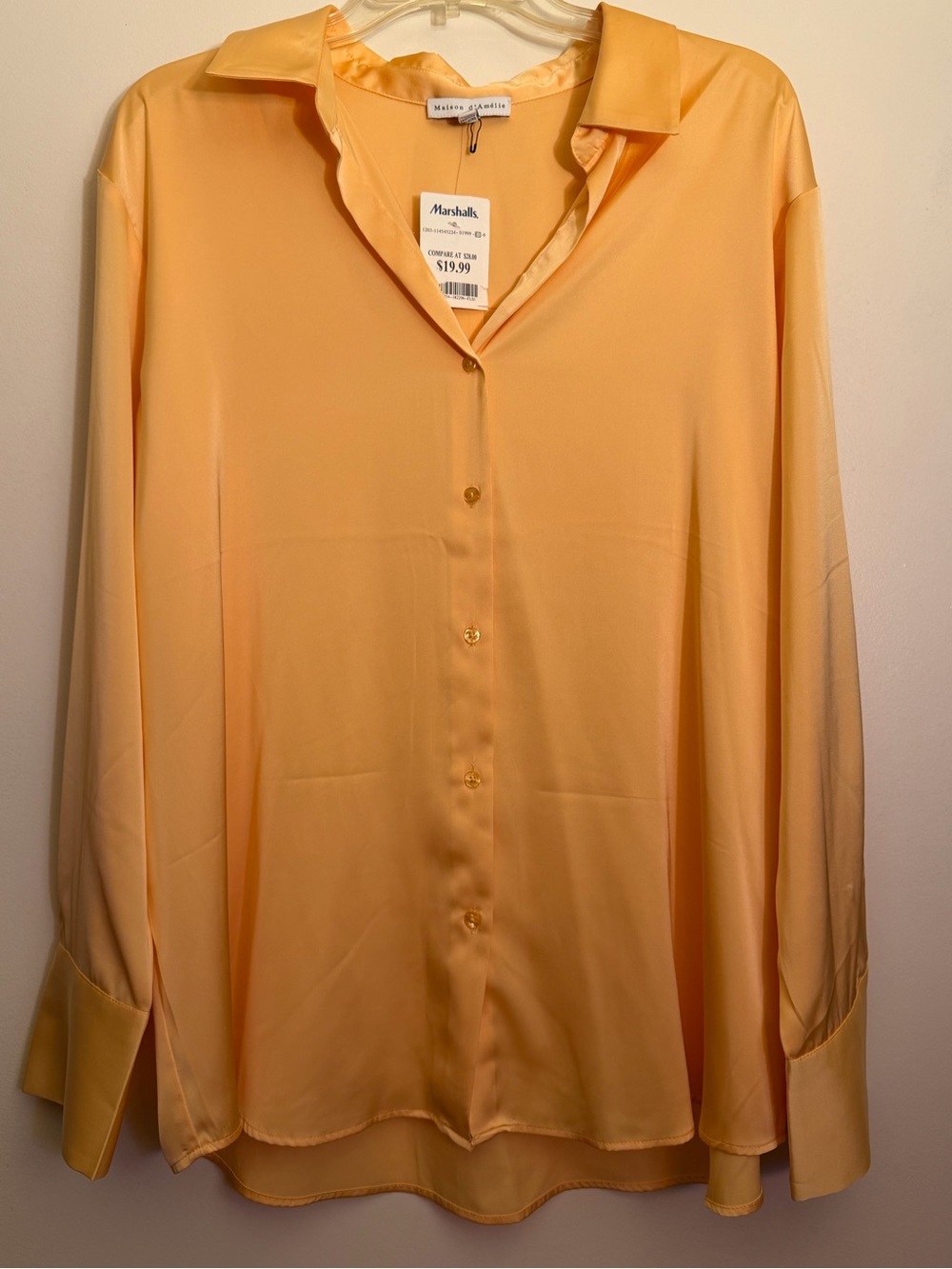 Maison Jules Peach-Yellow Button Down Shirt